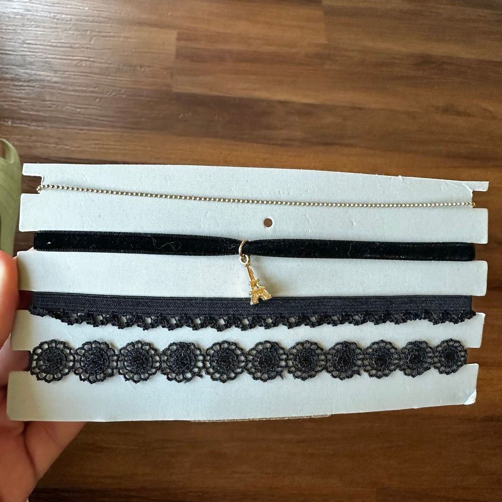 4pcs/set Multi Styles Gothic Black Lace Velvet Choker Necklace for Women Fashion